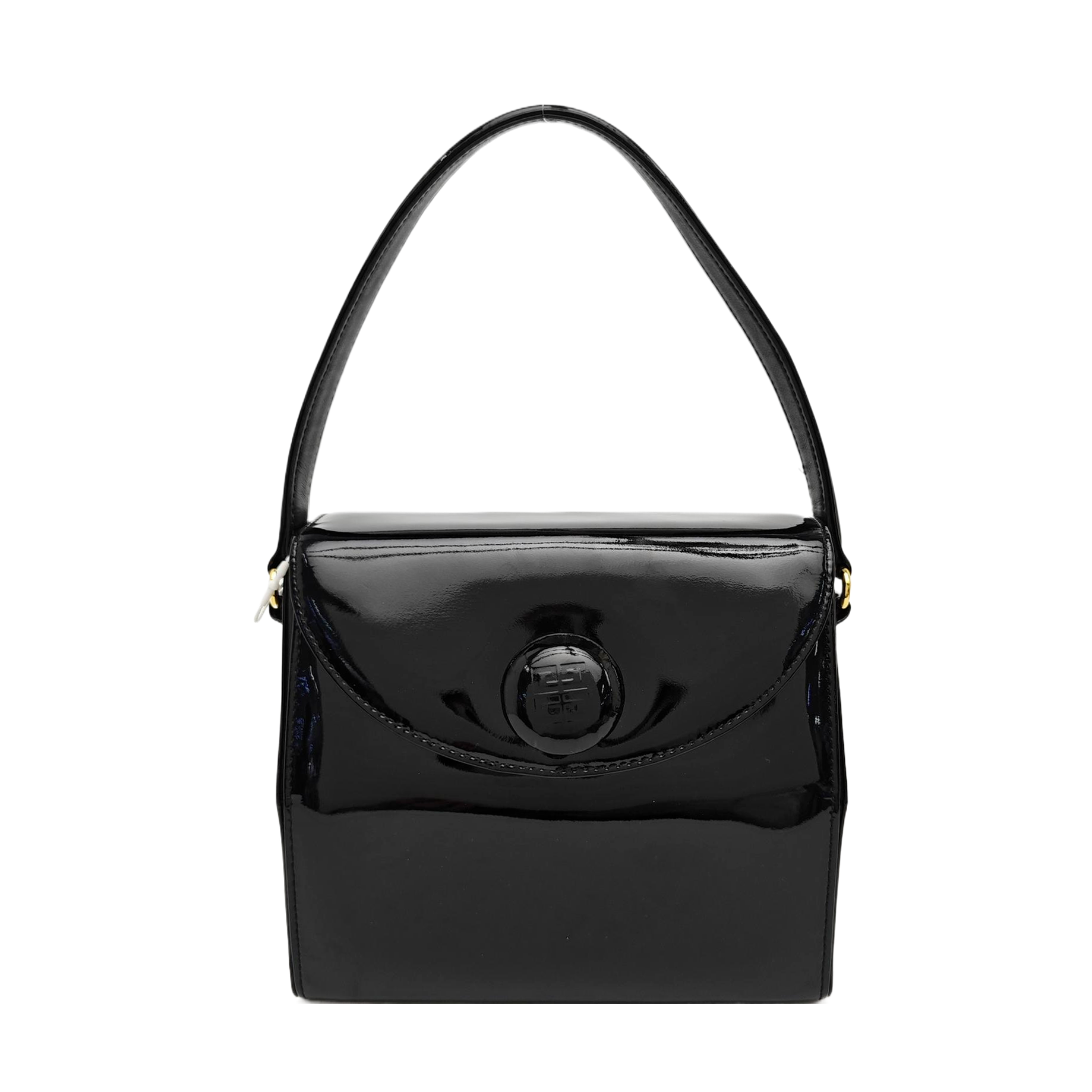 Patent Leather Top Handle Bag Black