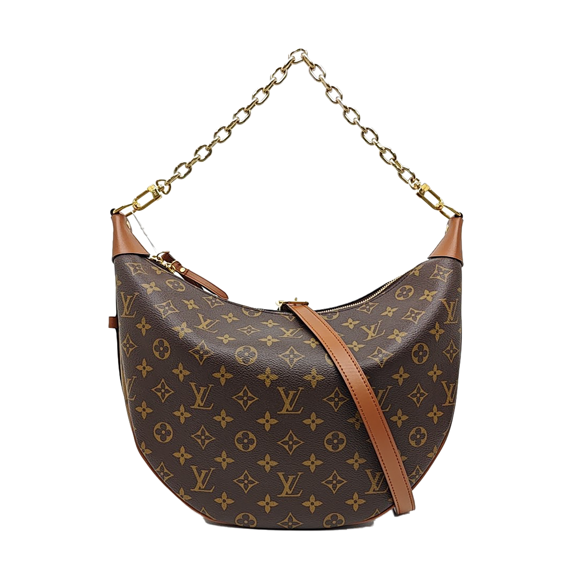 LOOP HOBO Monogram Coated Canvas Brown