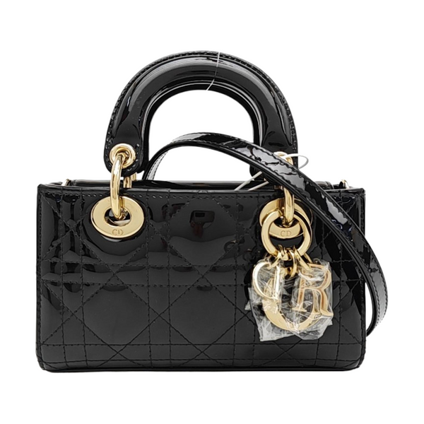 Lady Dior Super Mini Cannage Patent Leather Black