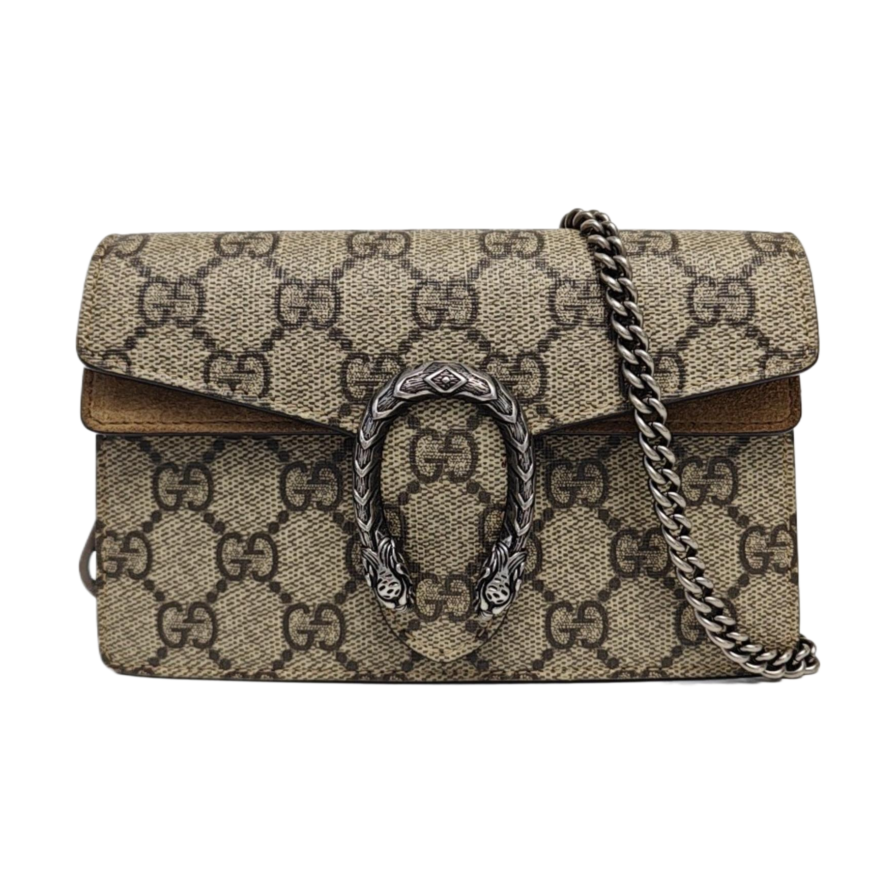 Dionysus Super Mini Monogram Coated Canvas Beige