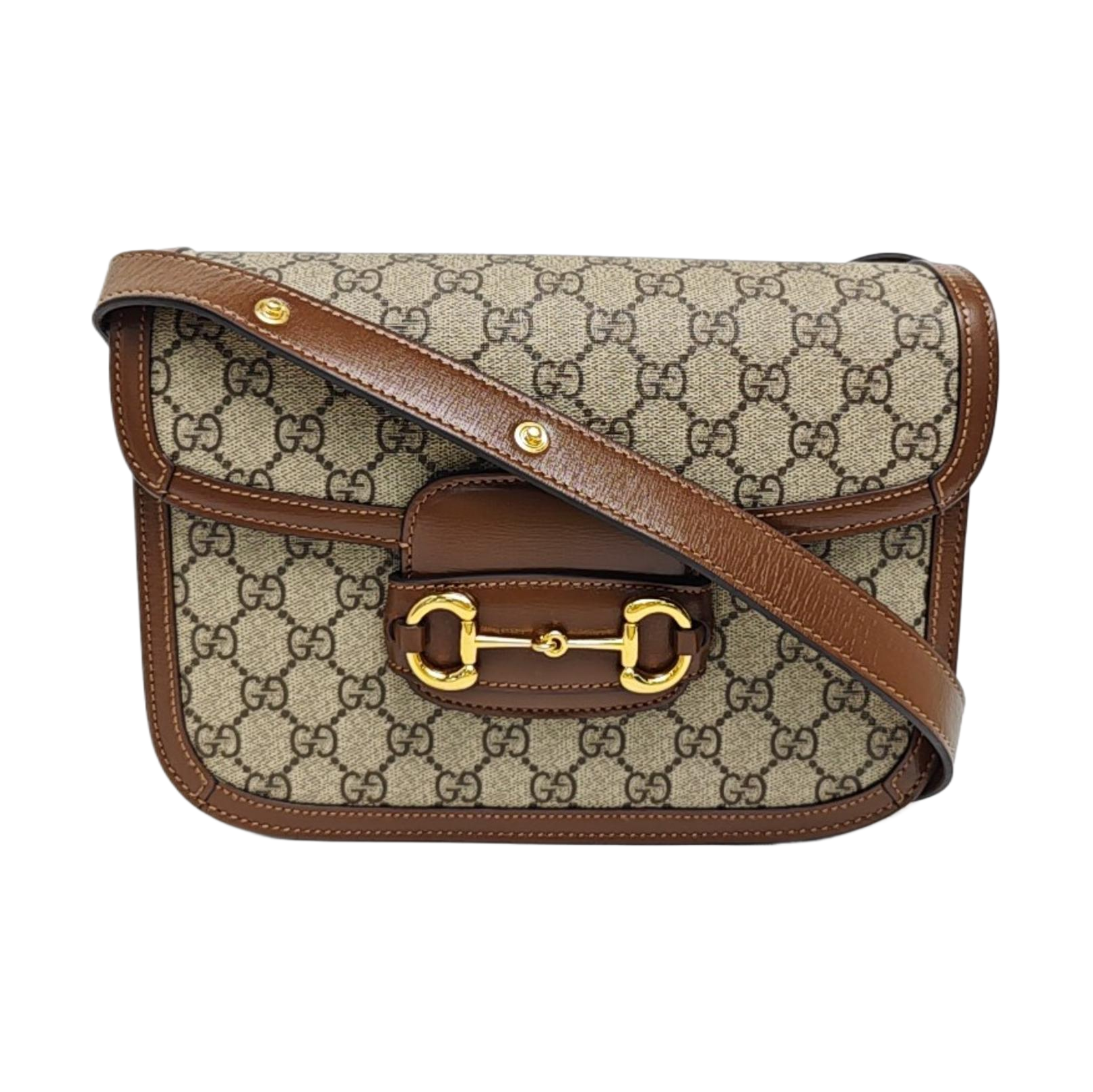 Horsebit 1955 Medium Monogram Coated Canvas Beige