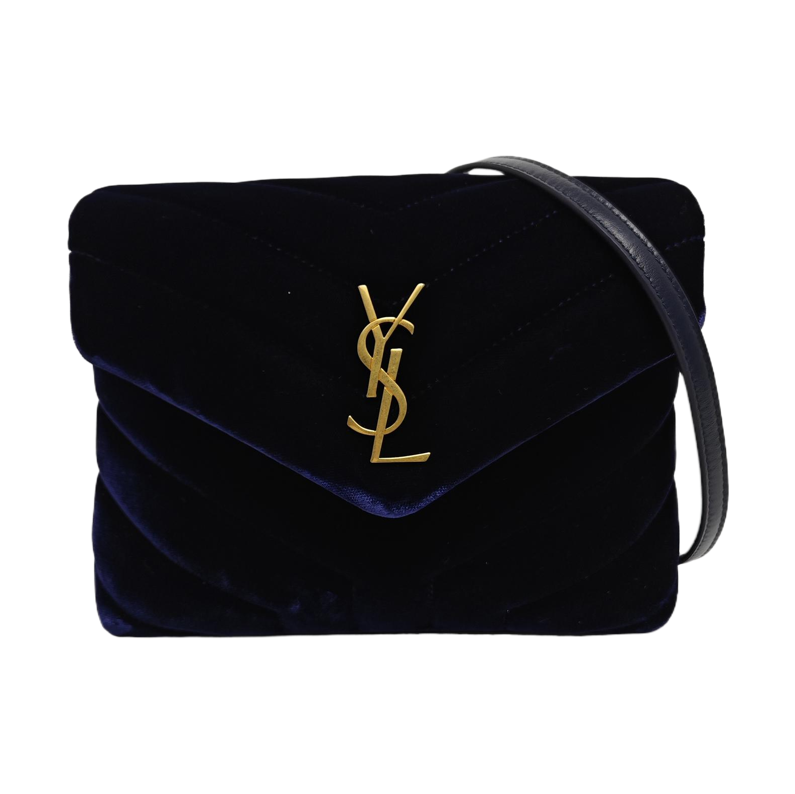 Authenticated pre-owned  LOULOU Extra Small Chevron Velvet Blue - Shoulder Bag at Looply