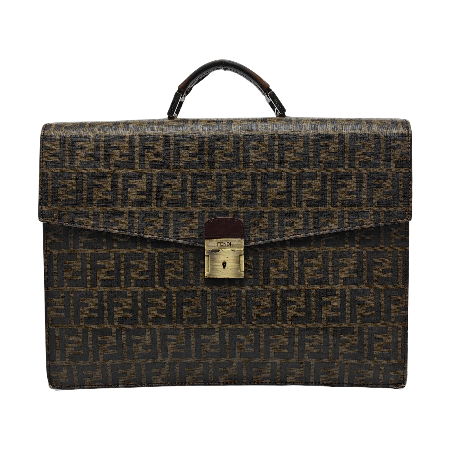 Coated Canvas Top Handle Bag Brown