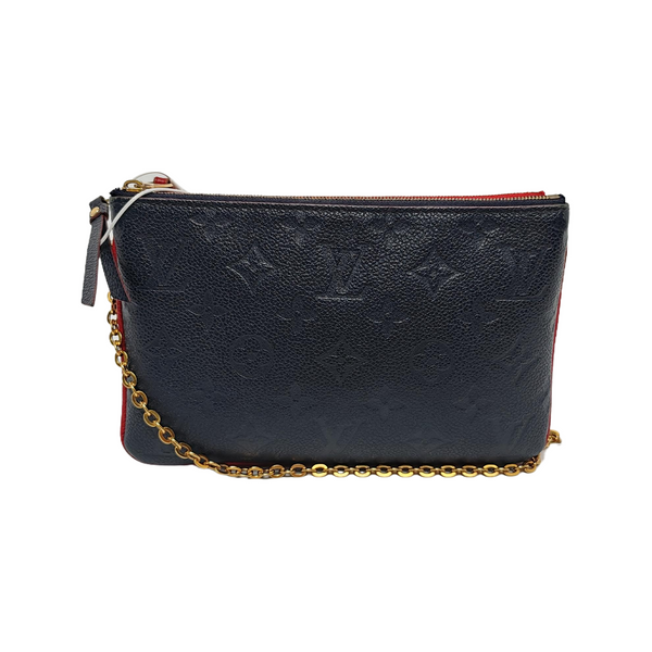 DOUBLE ZIP Monogram Calfskin Blue