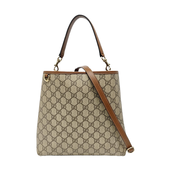 GG Emblem Medium Monogram Coated Canvas Beige