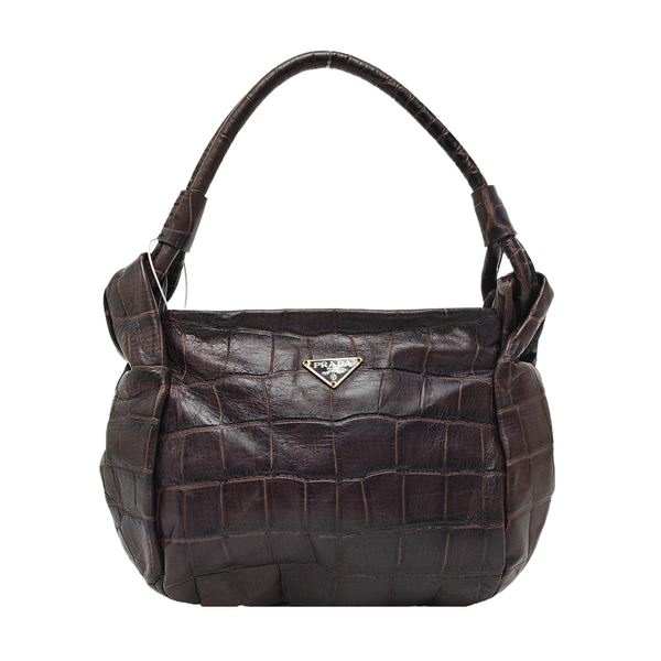 Calfskin Top Handle Bag Brown