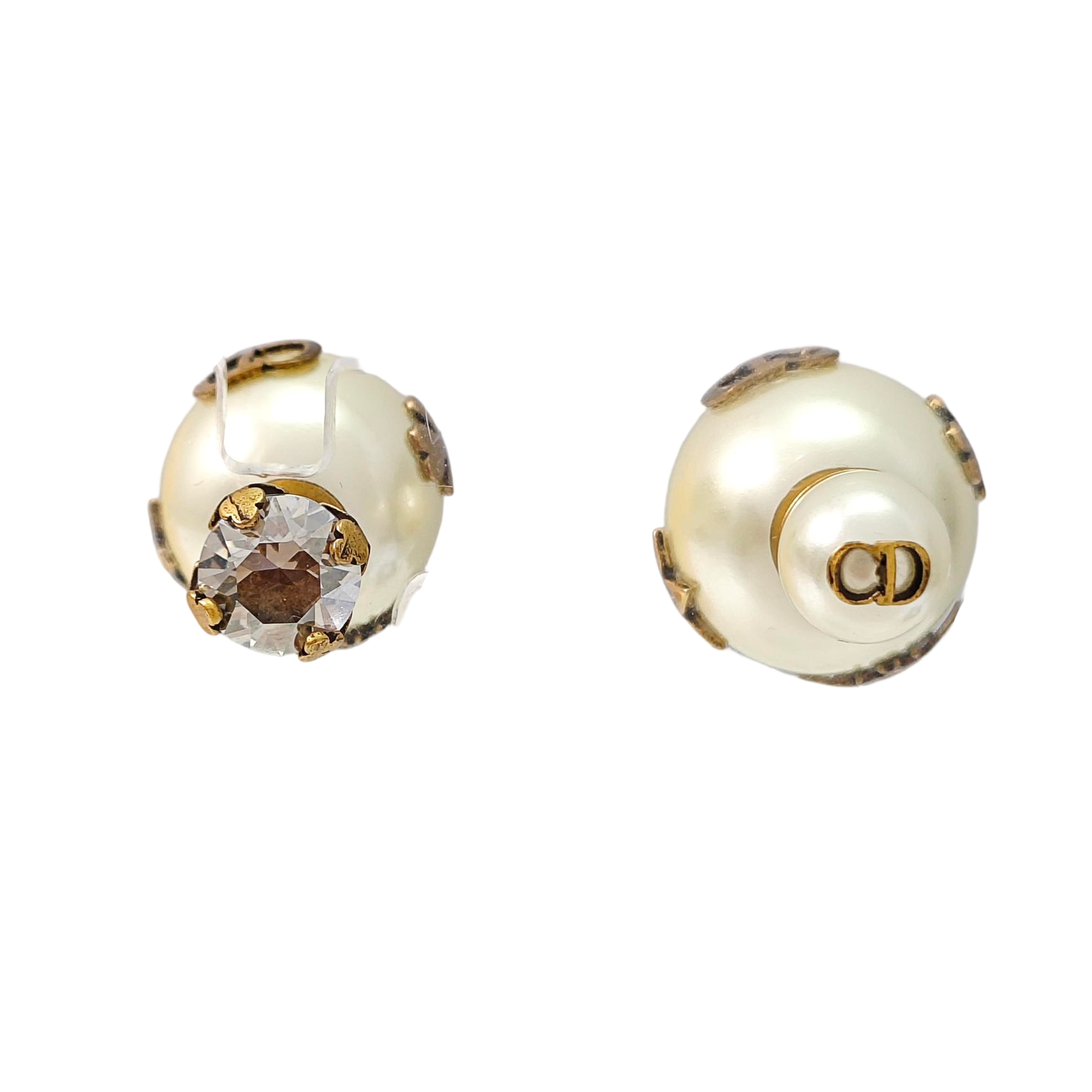 Dior Tribales Metal White Stud Earrings