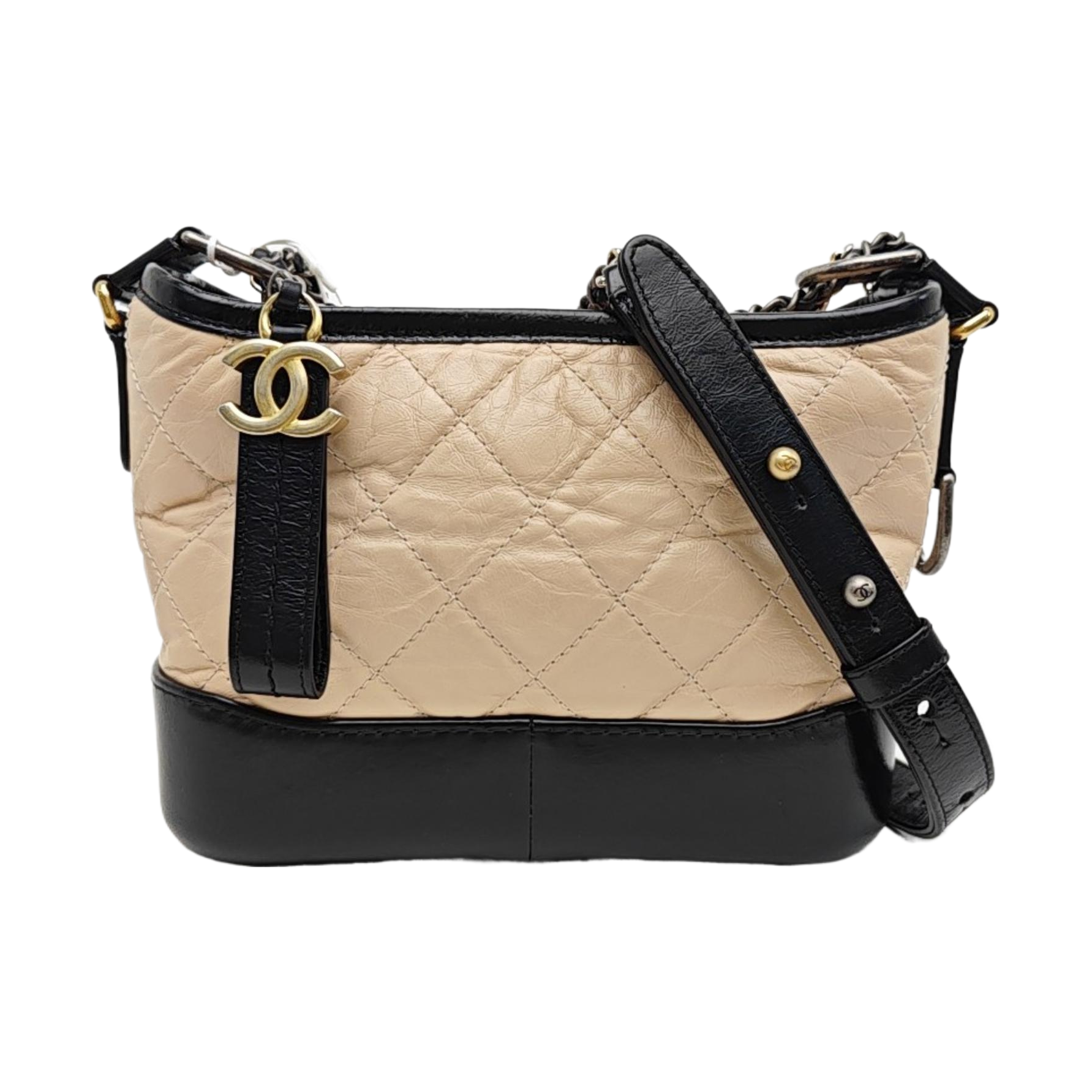 GABRIELLE Small Quilted Calfskin Beige
