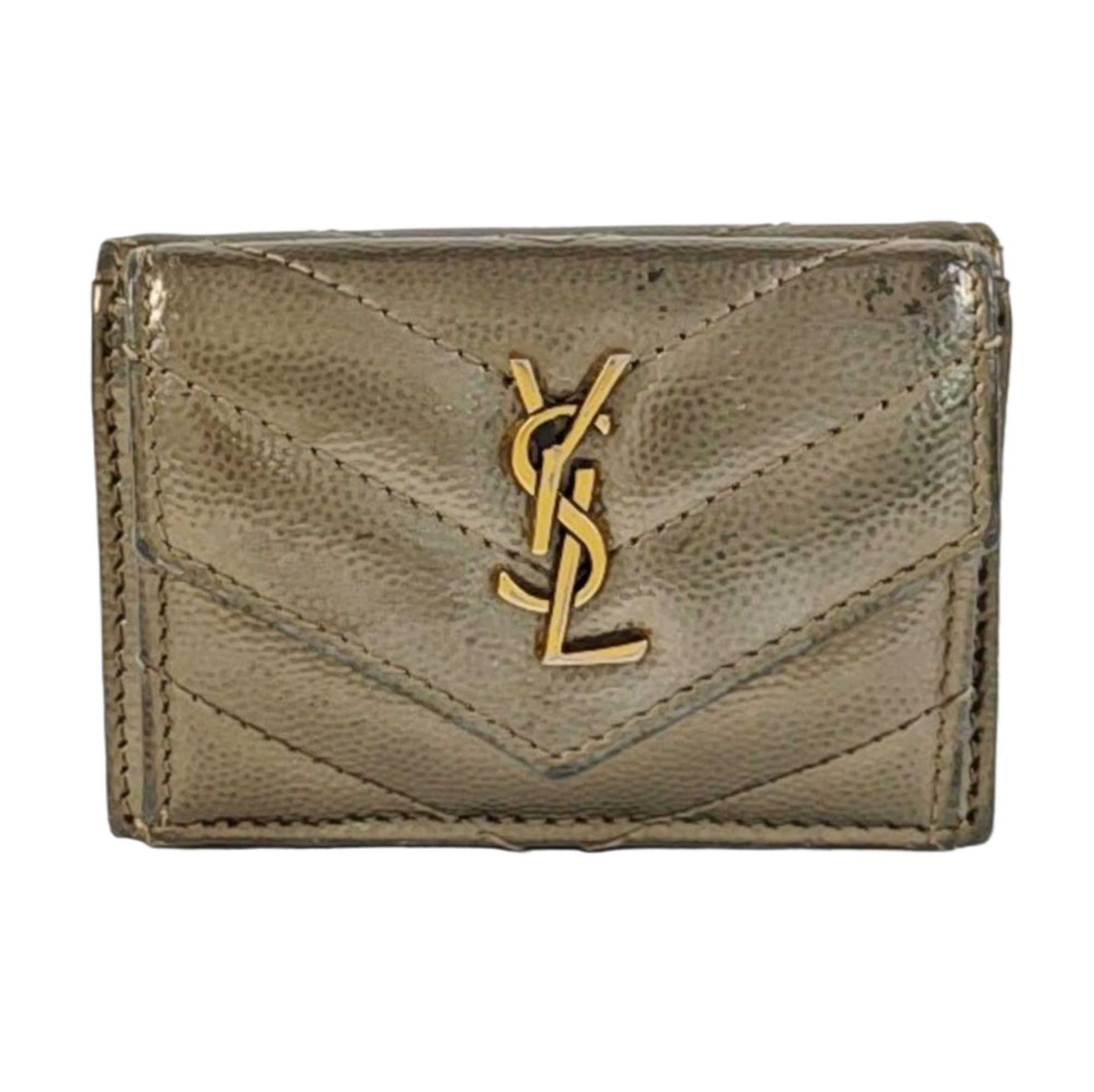 Chevron Calfskin Wallet Gray