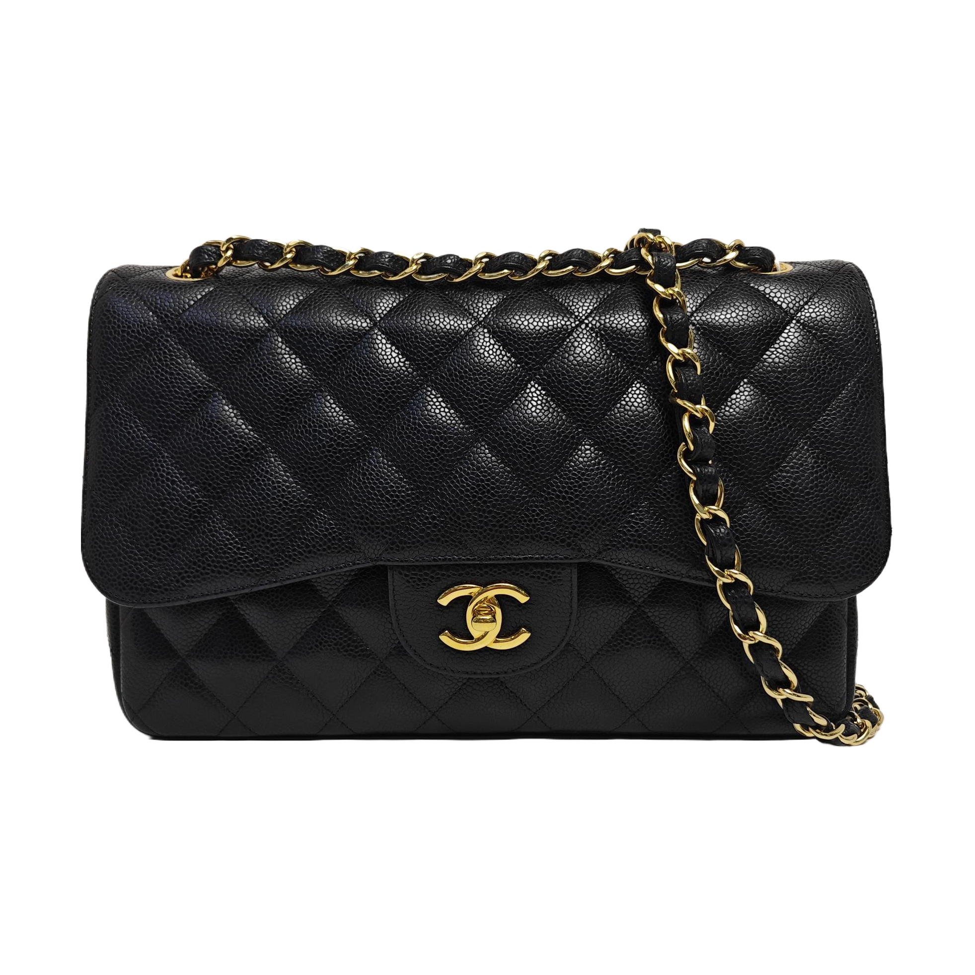 Large Quilted Grained Calfskin Black