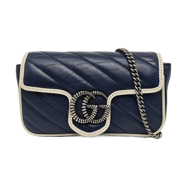 GG Marmont Super Mini Quilted Calfskin Blue