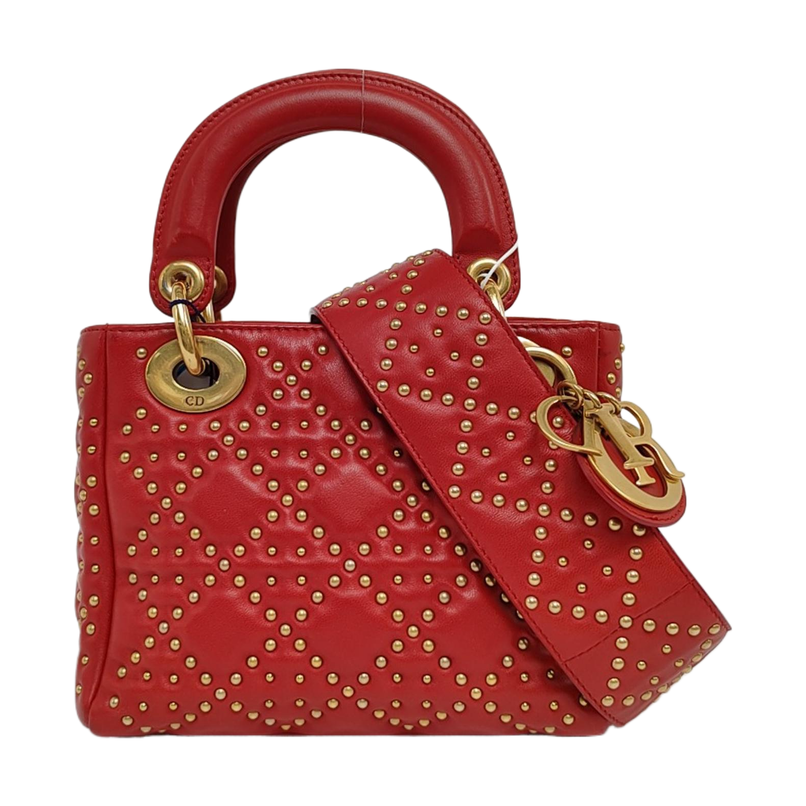 Authenticated pre-owned  Lady Dior Mini Cannage Lambskin Red - Tote Bag at Looply