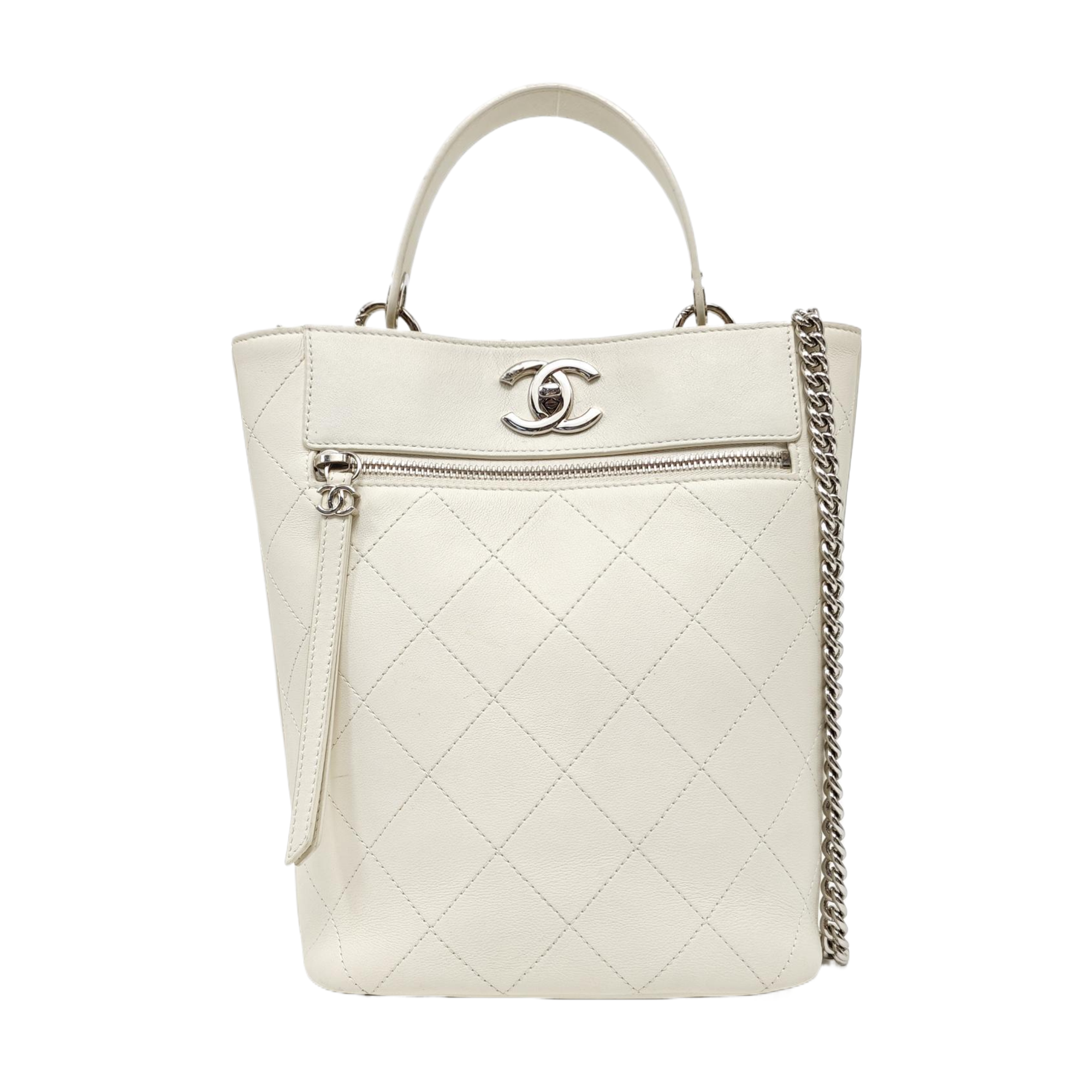 Quilted Calfskin Shoulder Bag White
