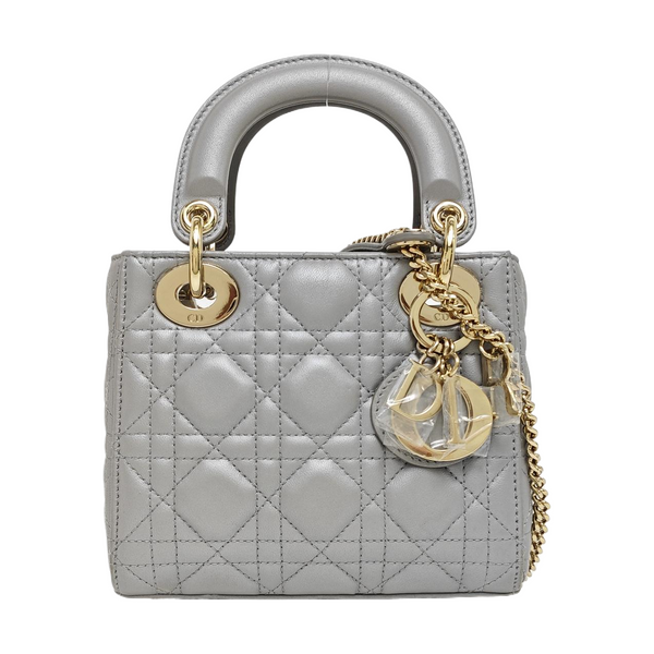 Lady Dior Mini Cannage Lambskin Gray