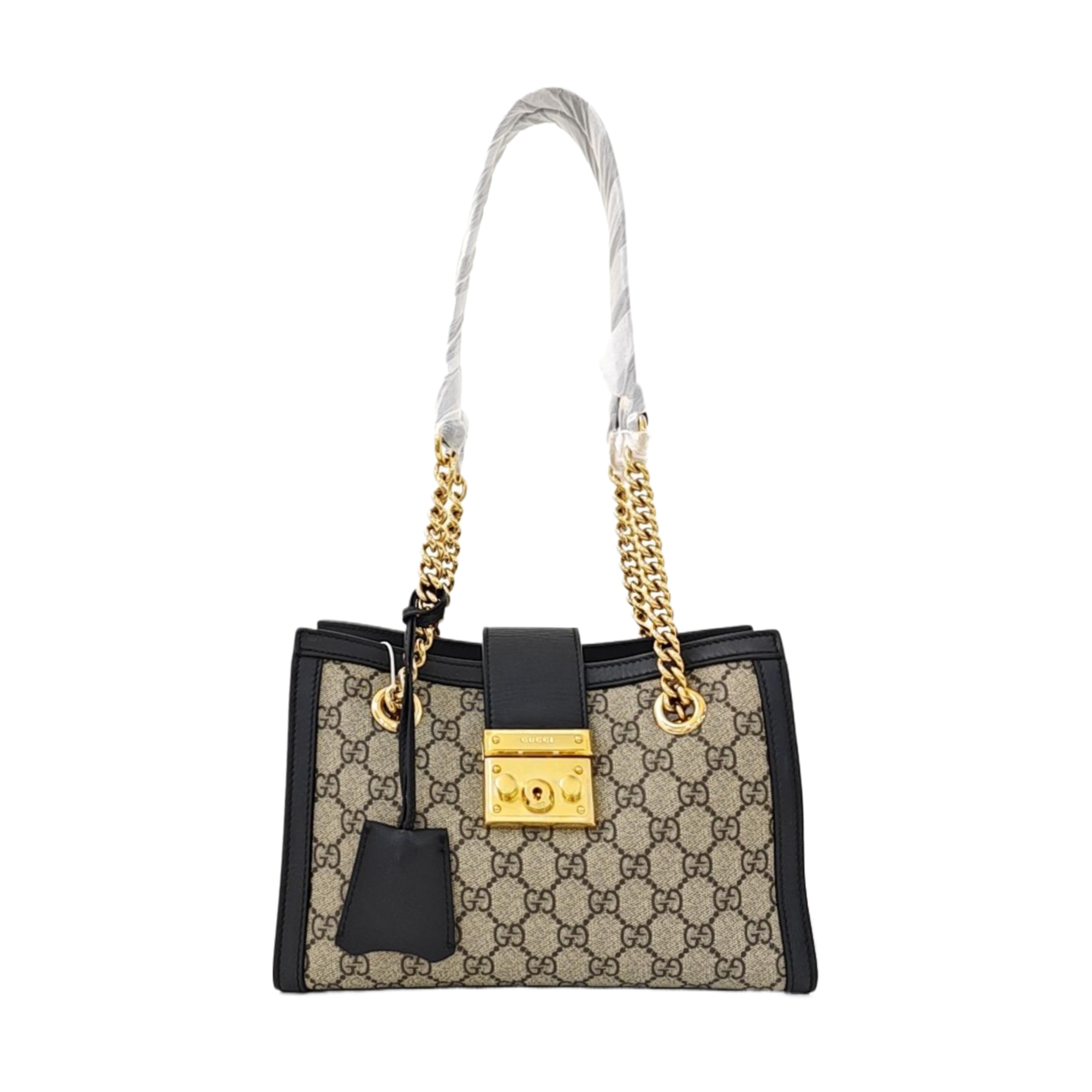 Padlock Small Monogram Coated Canvas Beige