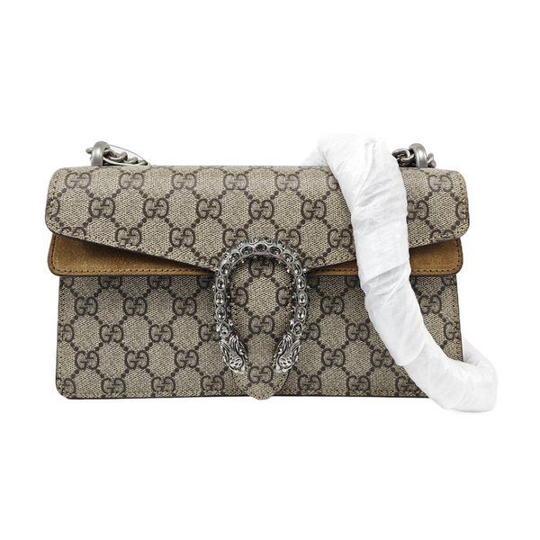 Dionysus Small Monogram Coated Canvas Beige