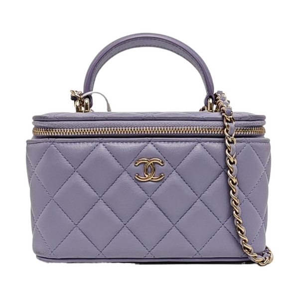 ESTUCHE DE TOCADOR Piel de cordero acolchada Morado