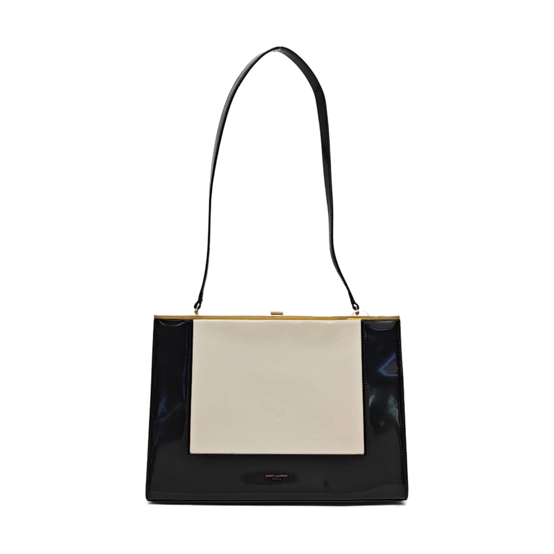 Patent Leather Top Handle Bag Black