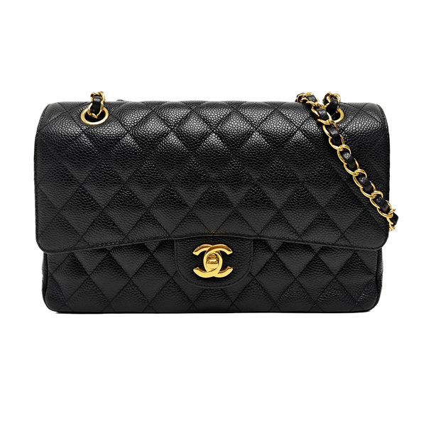 CLASSIC FLAP Medium Quilted Grained Calfskin Black