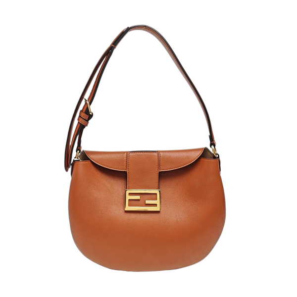 Calfskin Shoulder Bag Small Brown