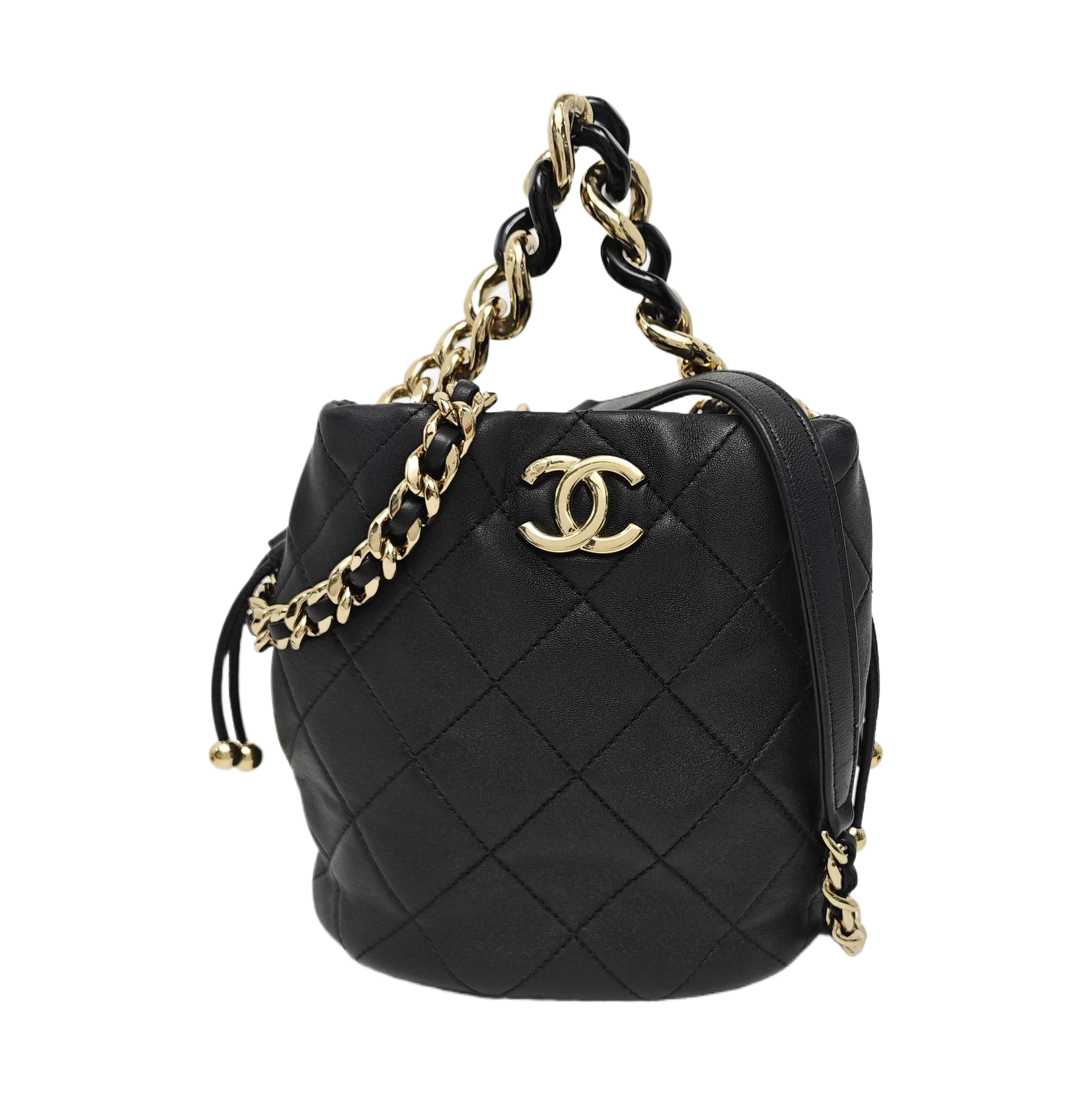 DRAWSTRING Quilted Lambskin Black