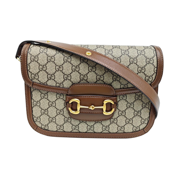 Horsebit 1955 Medium Monogram Coated Canvas Beige