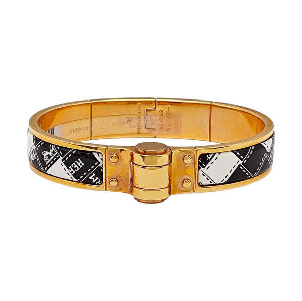 Enamel Hinged Bracelet Metal Rose Gold Bangle