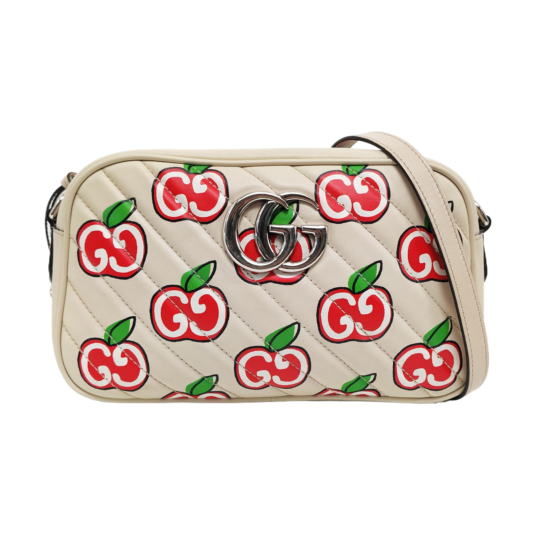 Authenticated pre-owned  GG Marmont Small Quilted Calfskin White - Shoulder Bag at Looply