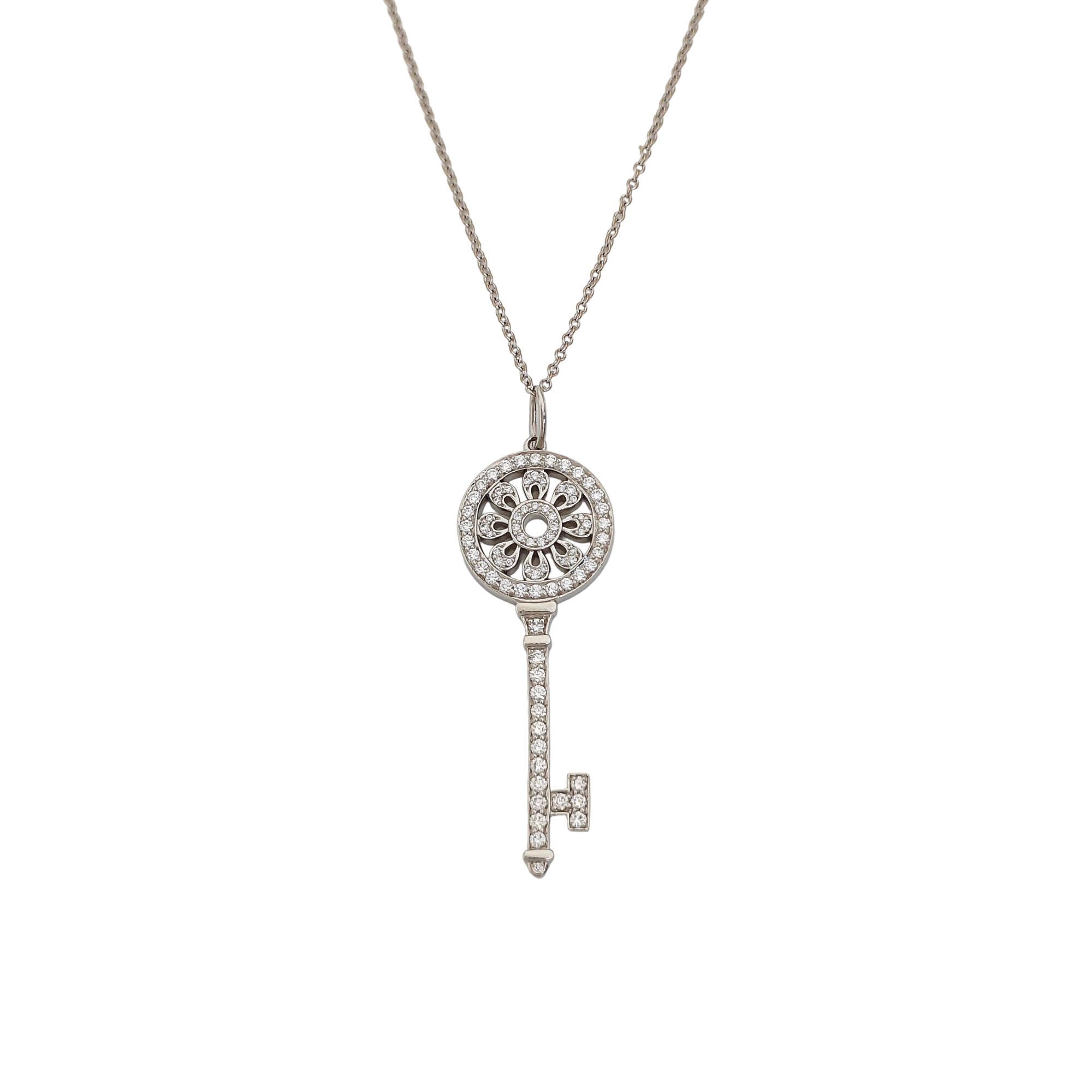 Tiffany Keys 18k White Gold Silver Necklace