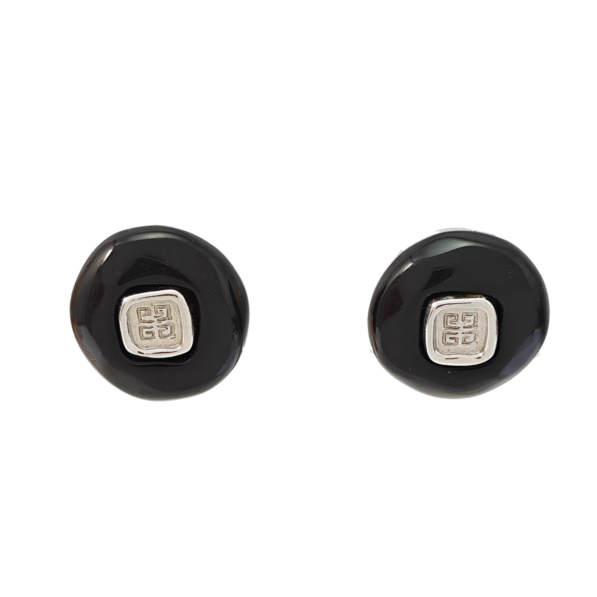 Metal Black Stud Earrings
