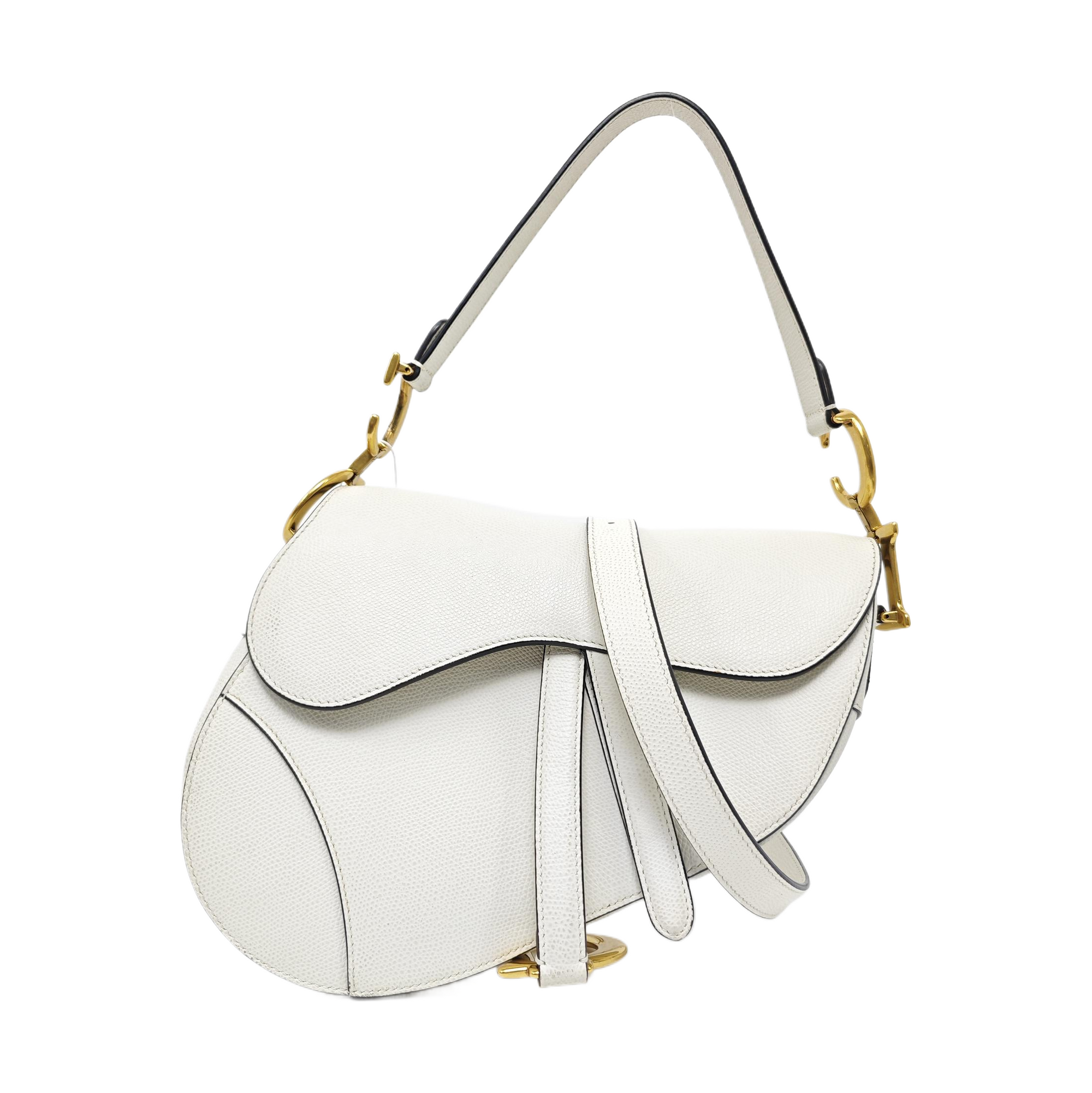 Saddle Medium Calfskin White
