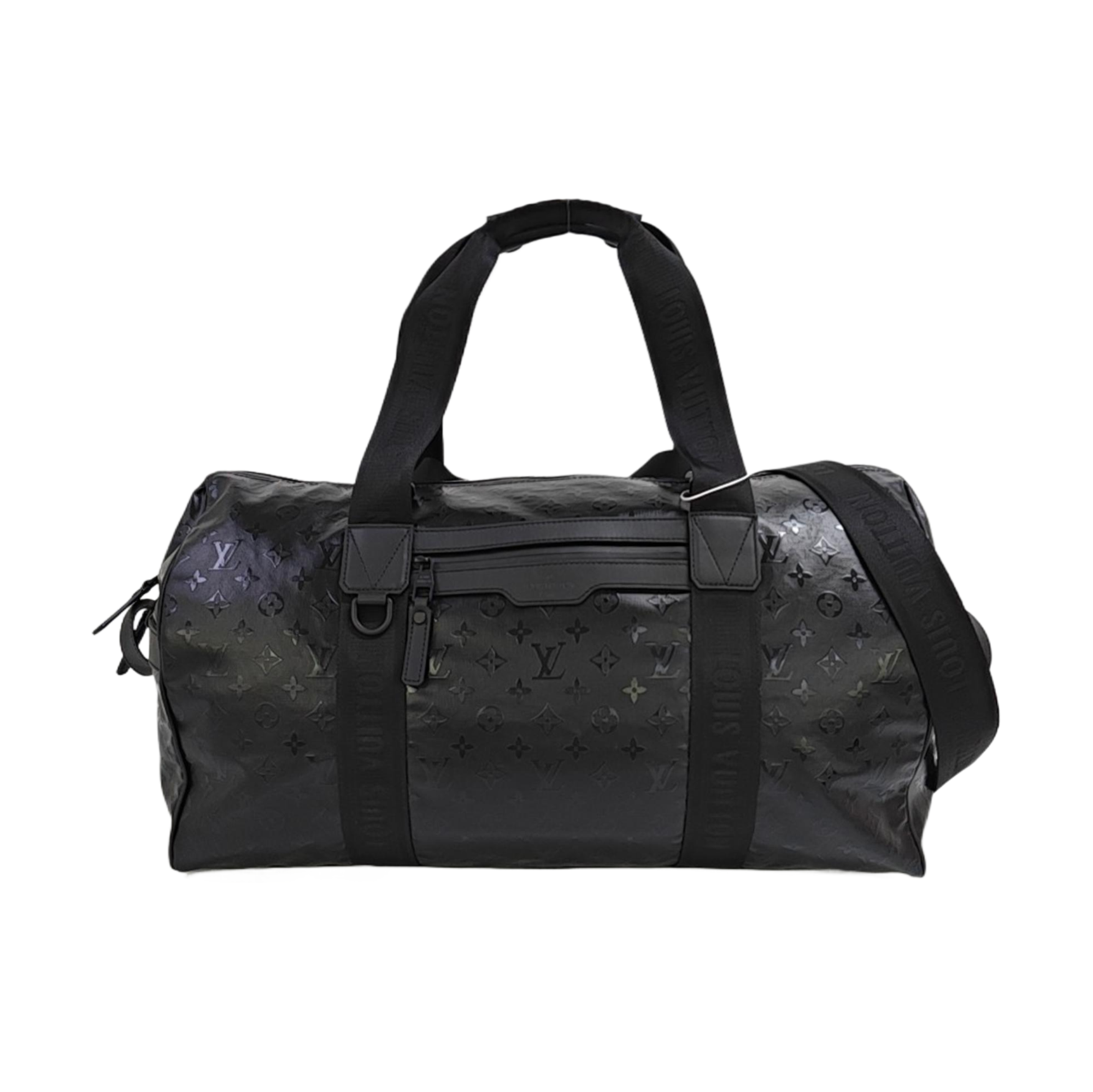KEEPALL 55 Monogram Coated Canvas Black
