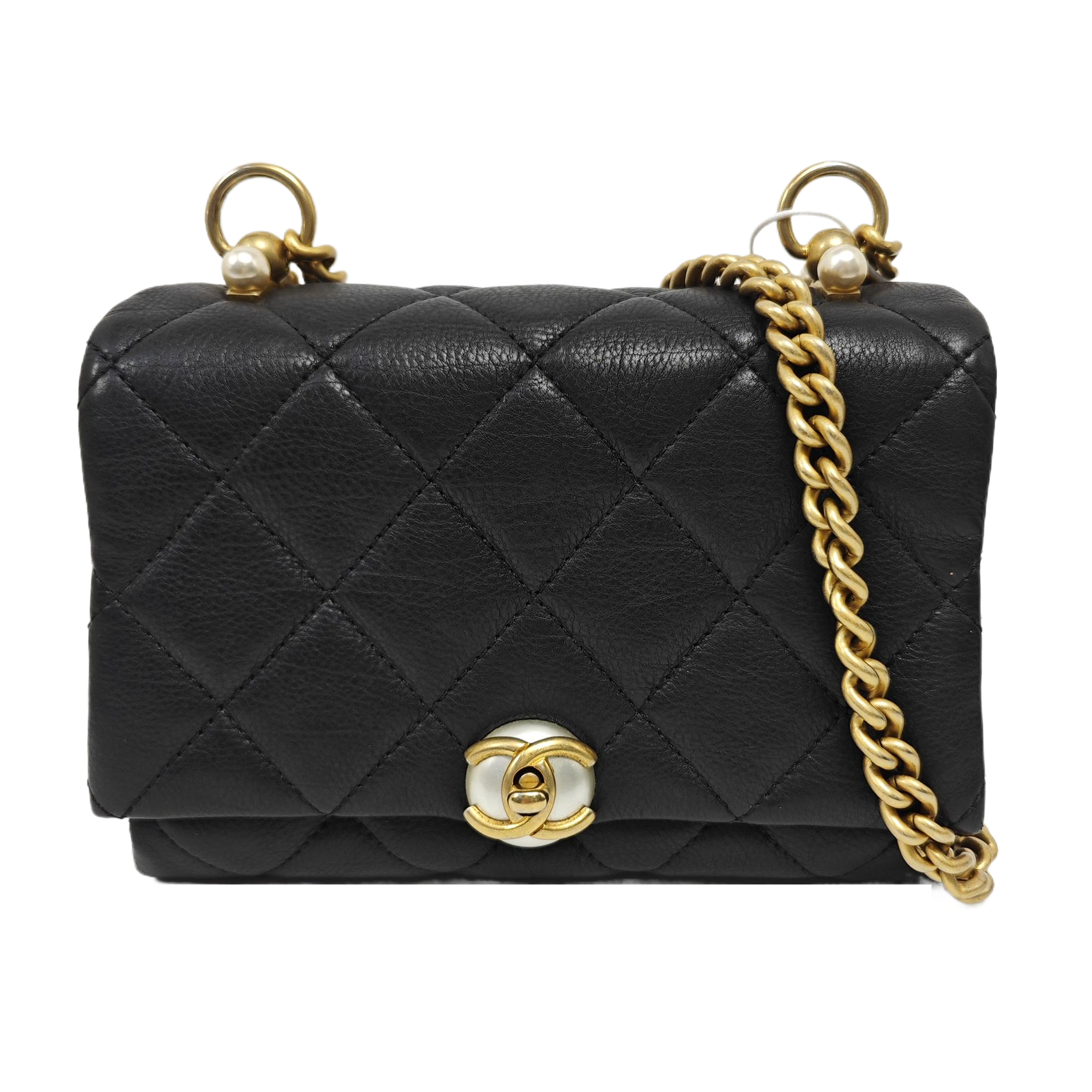 Quilted Calfskin Shoulder Bag Black
