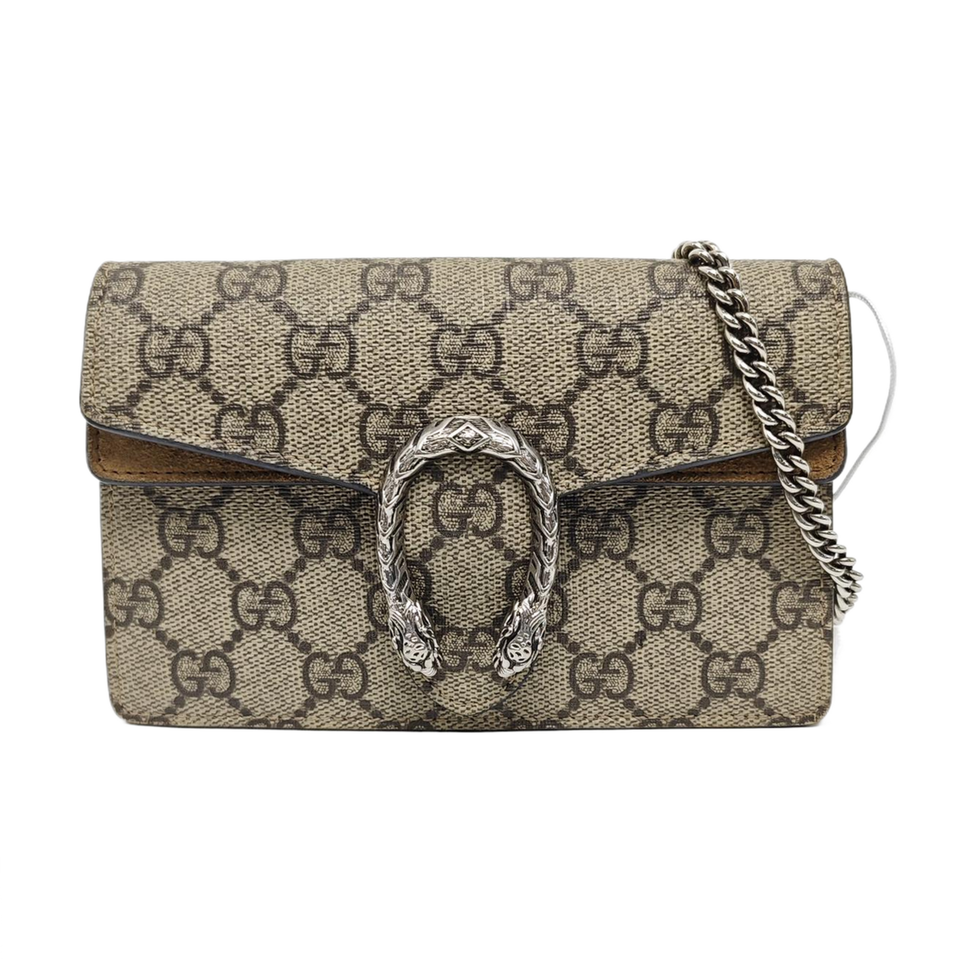 Dionysus Super Mini Monogram Coated Canvas Beige