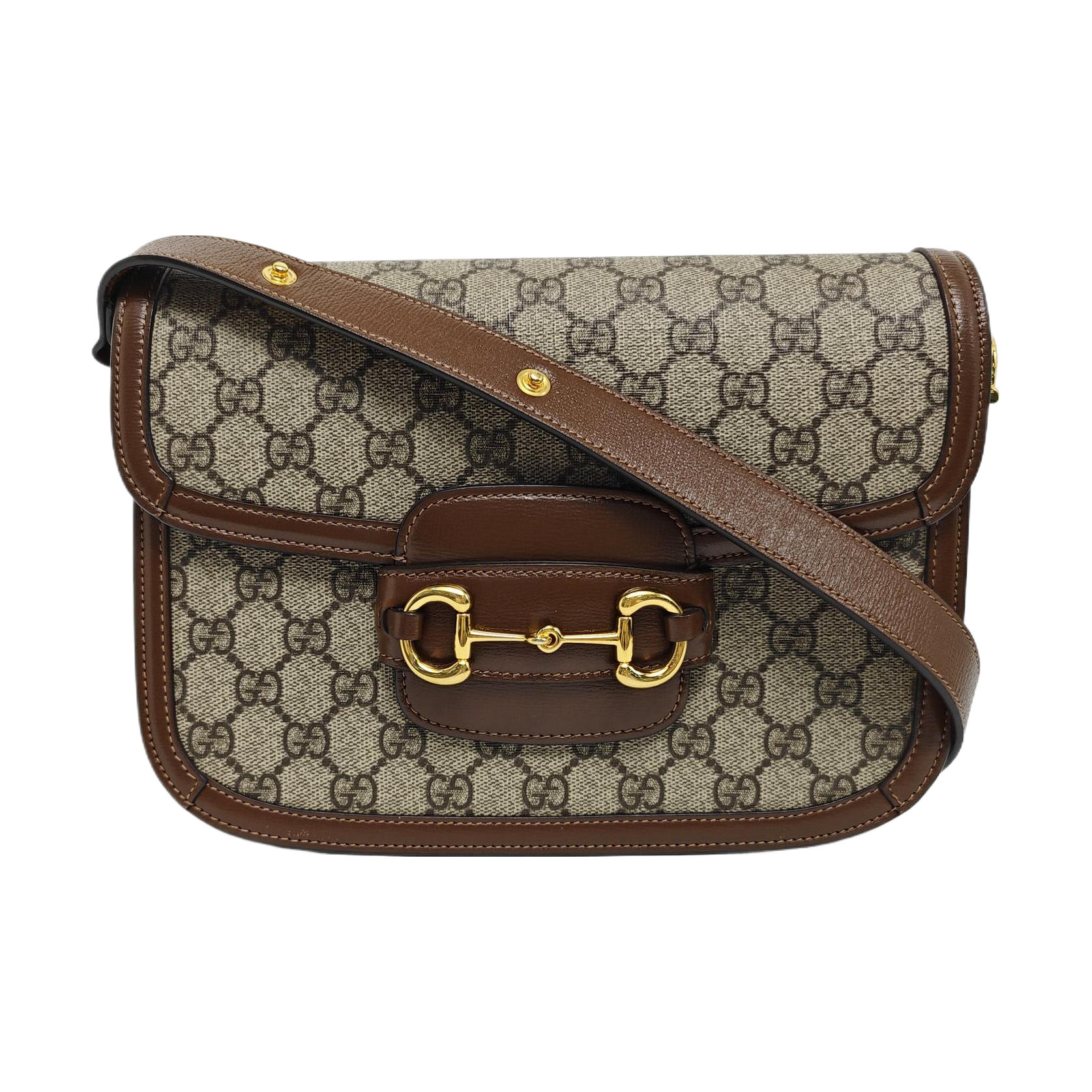 Horsebit 1955 Medium Monogram Coated Canvas Beige