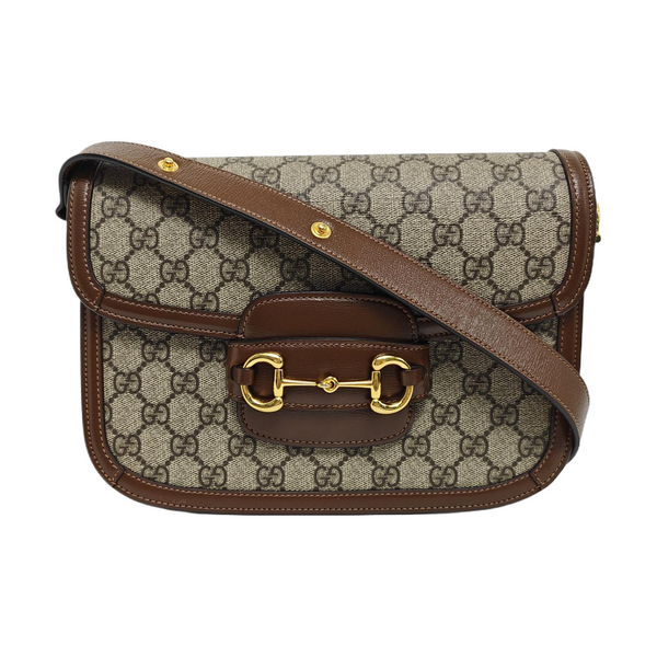Horsebit 1955 Medium Monogram Coated Canvas Beige