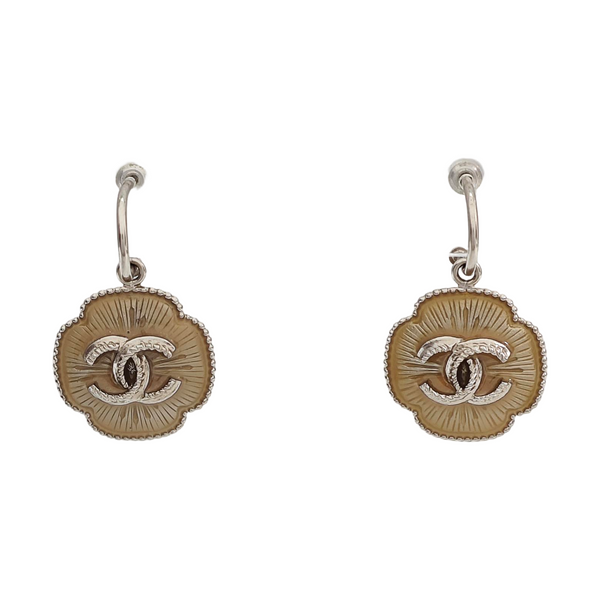 CC Logo Metal Silver Stud Earrings