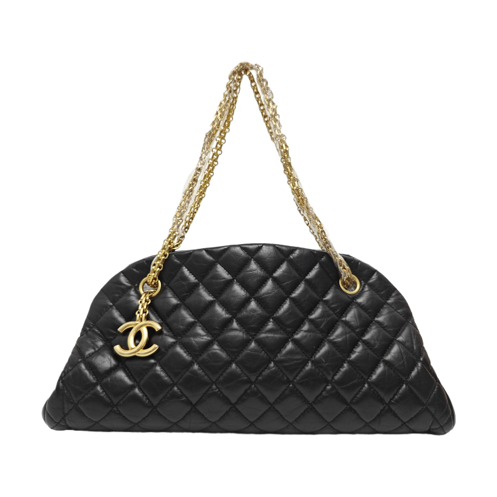 JUST MADEMOISELLE Medium Quilted Calfskin Black