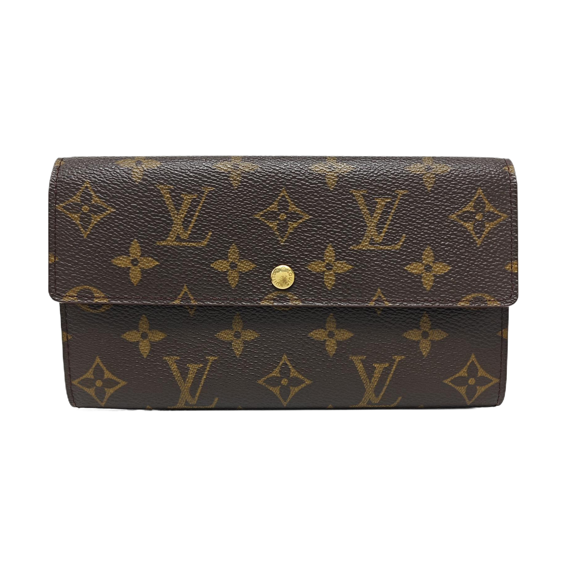PORTE MONNAIE Monogram Coated Canvas Brown Wallet