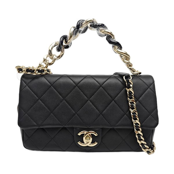 Quilted Lambskin Shoulder Bag Black