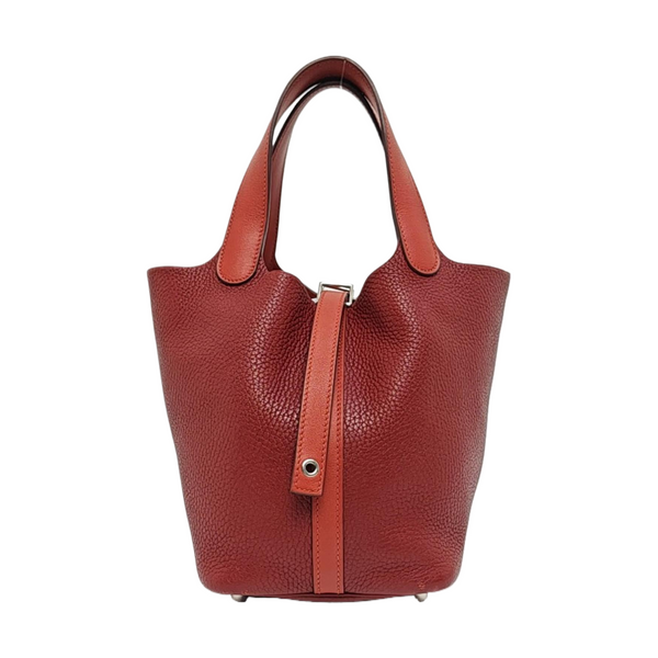 Authenticated pre-owned  Picotin Lock 18 Clemence Red - Bucket Bag at Looply