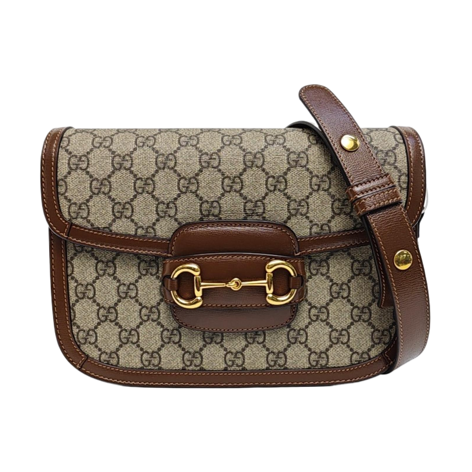 Horsebit 1955 Medium Monogram Coated Canvas Beige