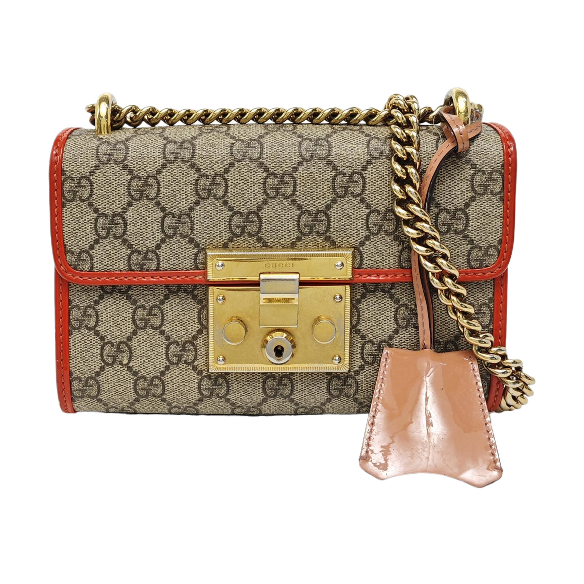 Padlock Small Monogram Coated Canvas Beige