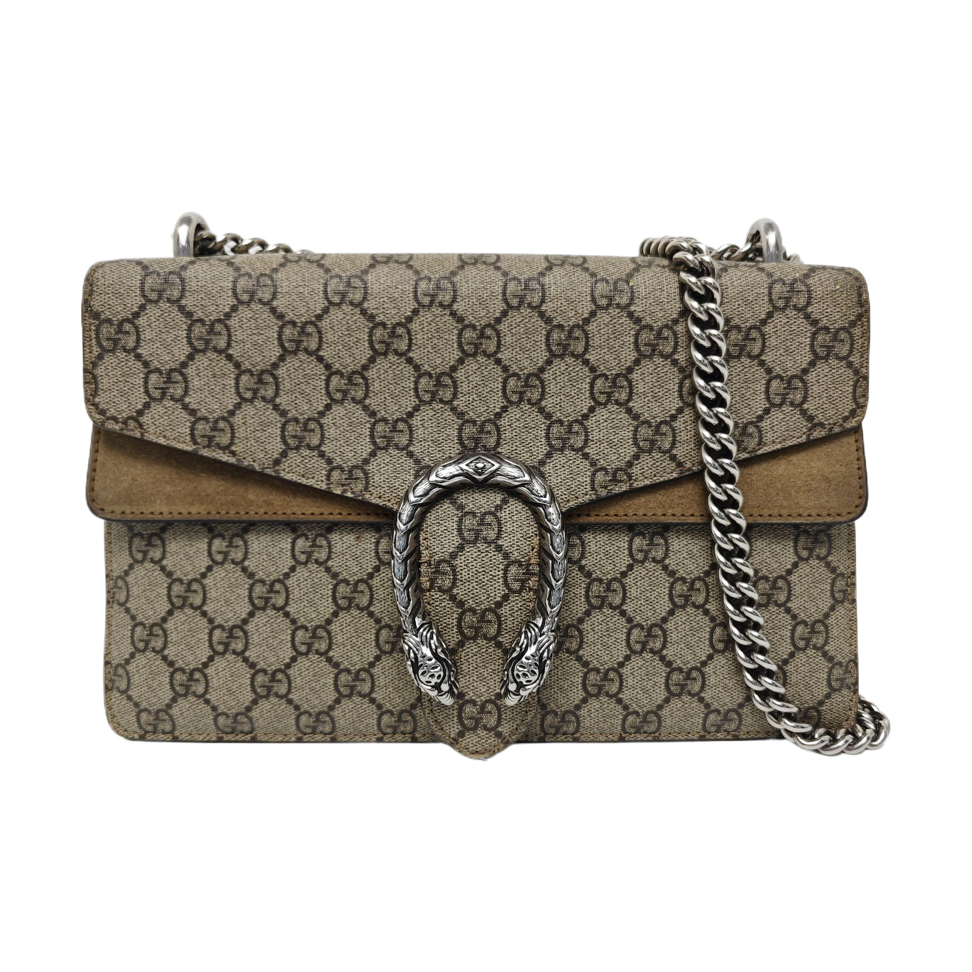 Dionysus Small Monogram Coated Canvas Beige
