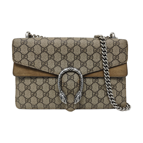 Dionysus Small Monogram Coated Canvas Beige
