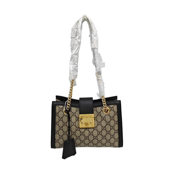 Padlock Small Monogram Coated Canvas Beige