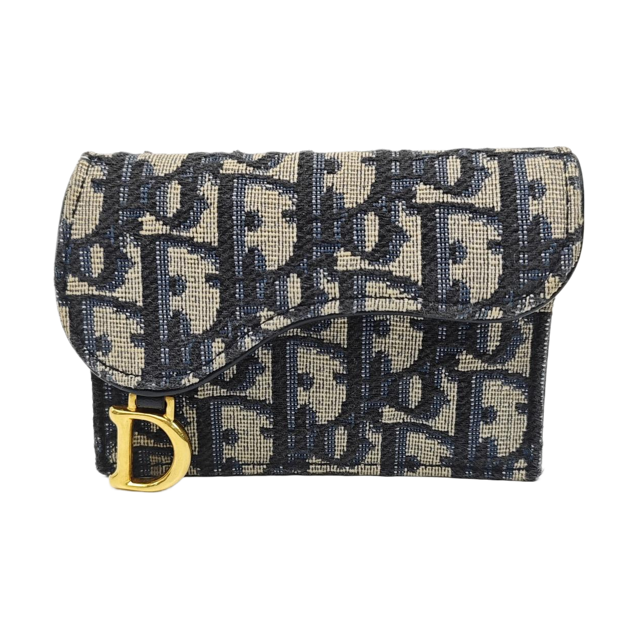 Saddle Mini Oblique Canvas Blue Wallet