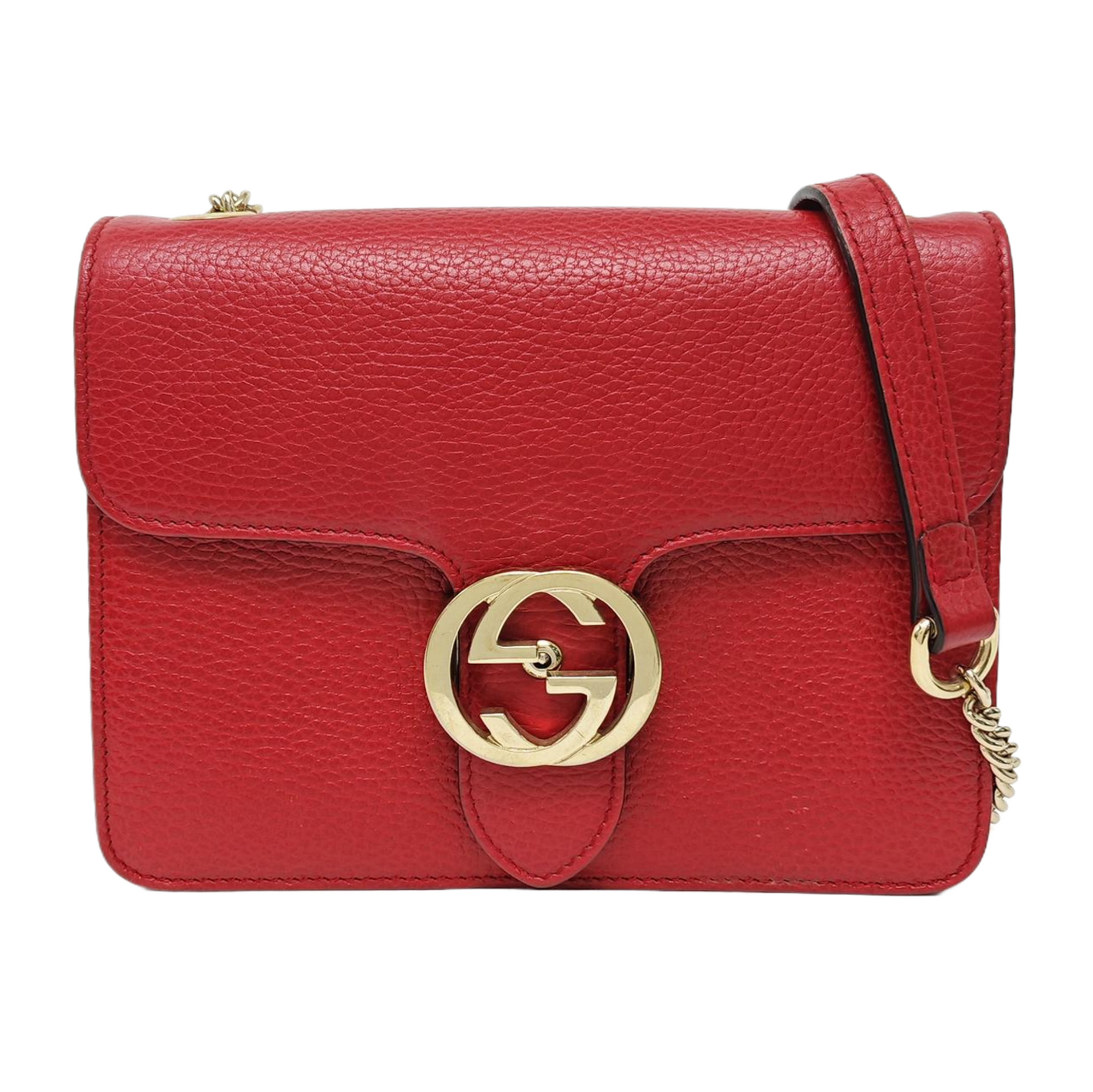 Interlocking G Small Calfskin Red