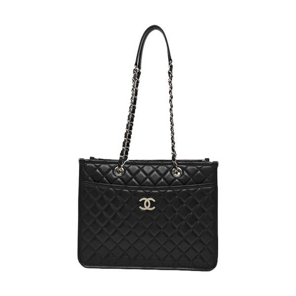 Quilted Calfskin Shoulder Bag Black