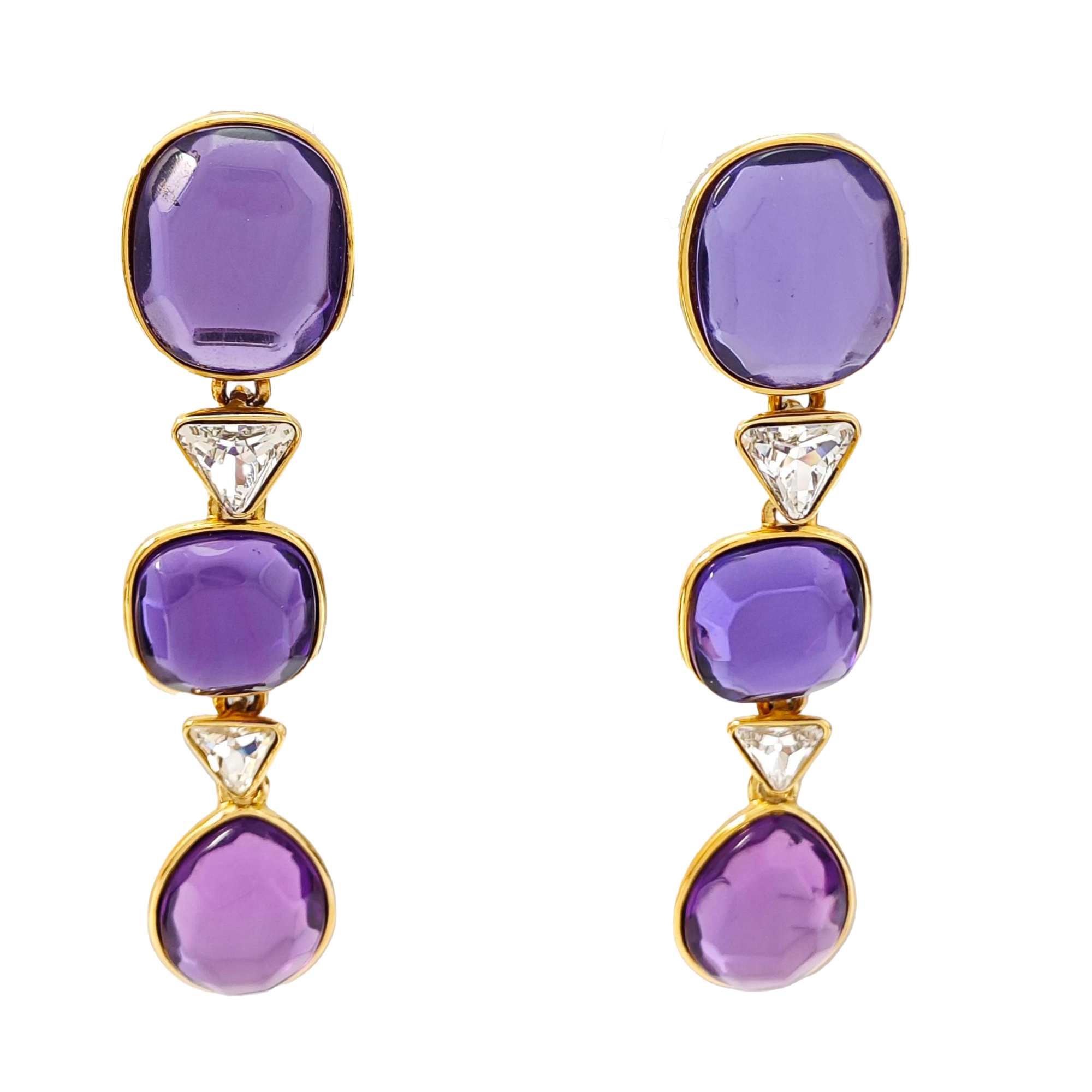 Metal Purple Clip On Earrings